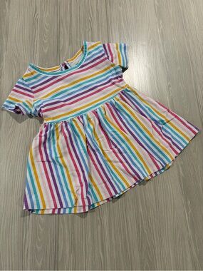 7/$20 George Girls' Rainbow Stripe Short Sleeve Dress Back Button Enclosure